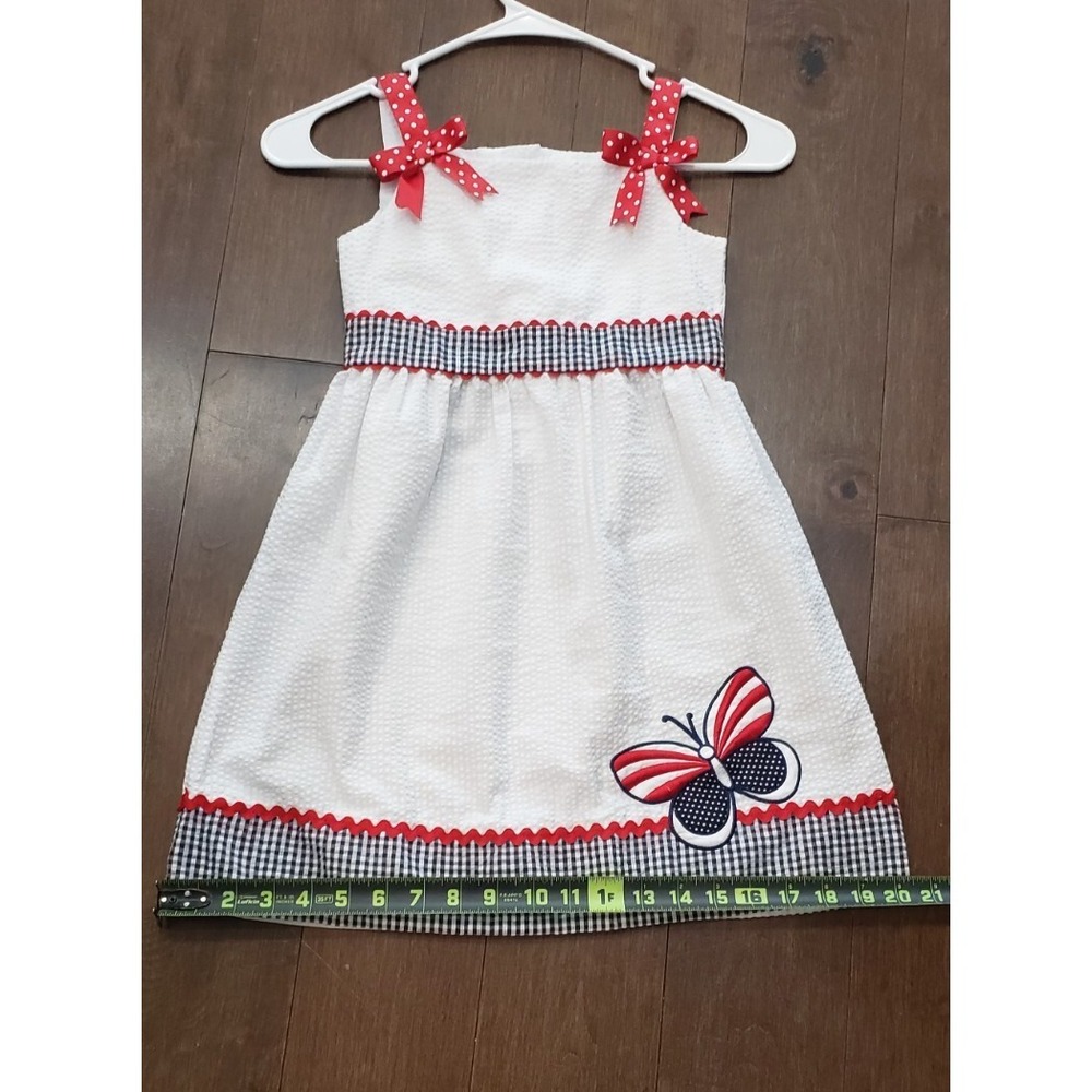 Girls white/red/blue dress size 6x Rare Editions Excellent